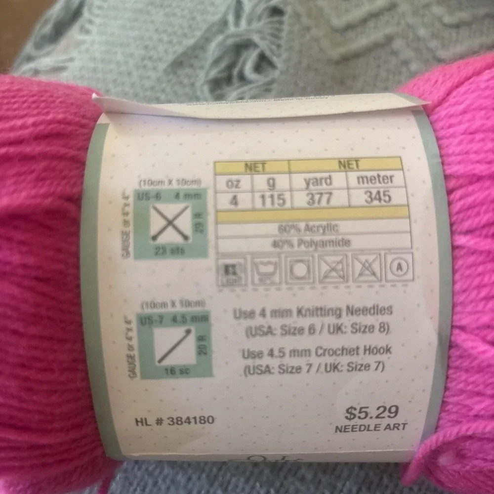 Baby Bee Sweet Delight Pink Yarn Skein And Yarn Bee Soft Secret Butter New (2)